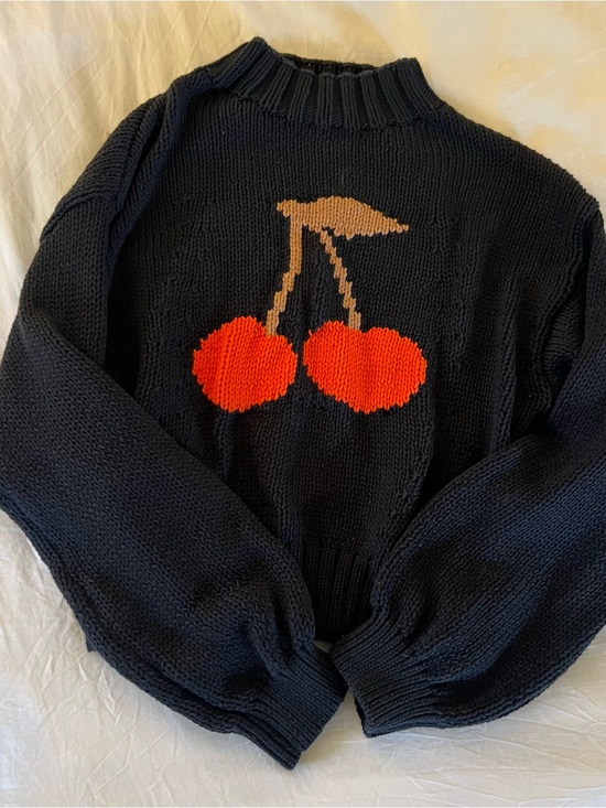 Maeve Sweaters - Maeve navy cherries sweater